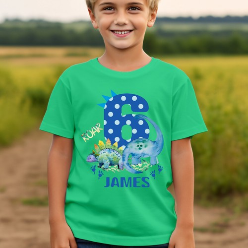 Personalised Dinosaur 6th Birthday Kids T-Shirt Name Gift Boys Girls Top #TA-195 - Picture 22 of 32