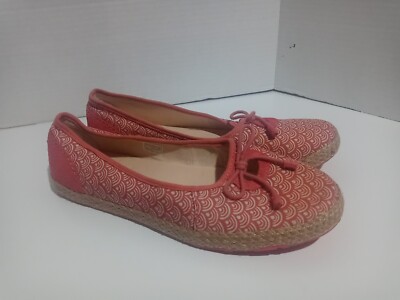 UGG Australia Syleste Womens Pink White Scallop Fabric Espadrille Flats Size 6