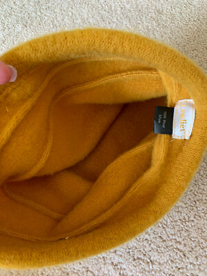 Vintage Lawliet Wool Bucket Hat, Gold with Brown Buttons, 57cm