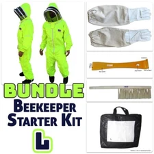 Size L: Bee Suit Tool Kit Bundle - Size L with Gloves, Brush & Hive Tool
