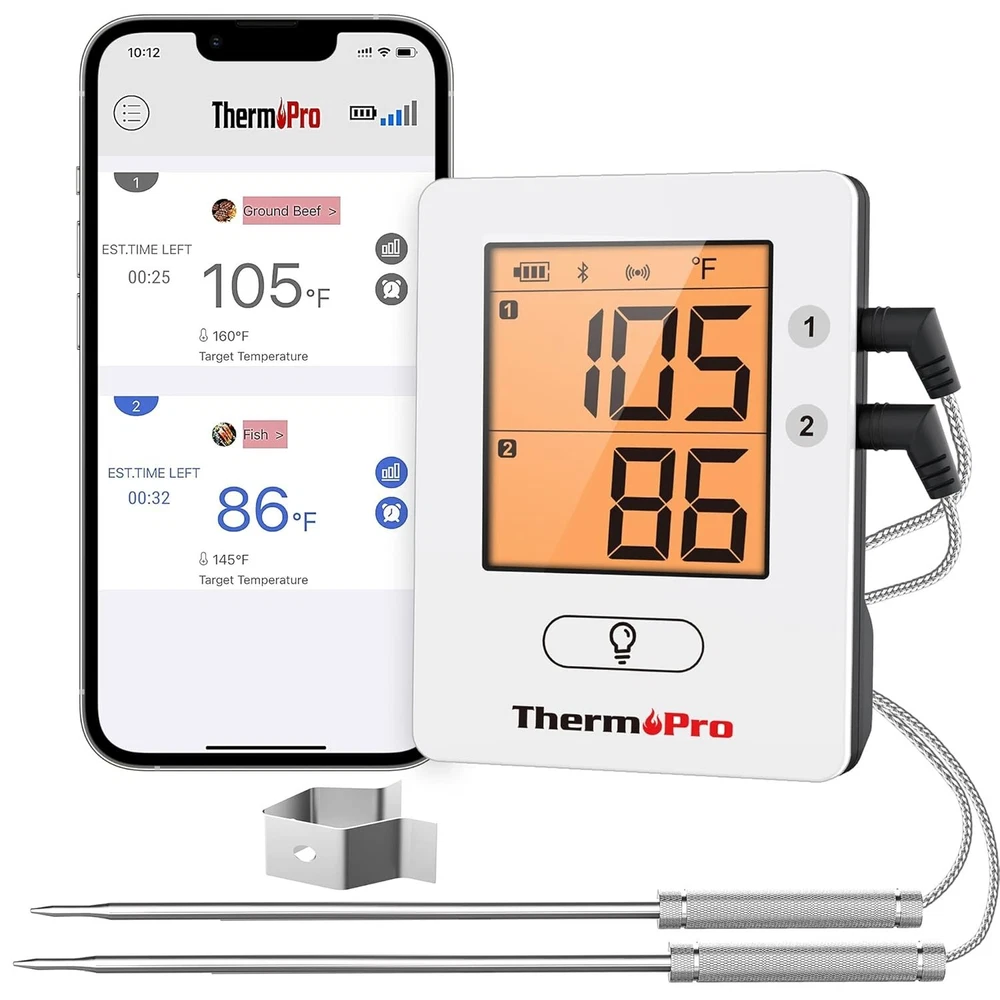 Wireless Meat Thermometer of 650ft for Smoker Oven, Meat Thermometer Digital ...