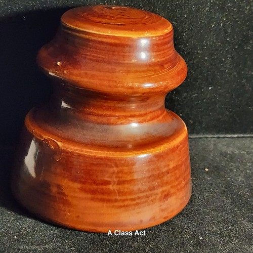 Vtg Brown Porcelain Ceramic Glazed Knob Tube Telephone Electric Insulator. T6296 - Picture 6 of 11