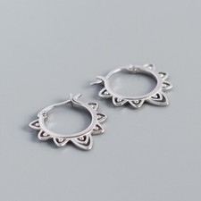 925 Silver Plated Hollow Flower Hoop Earrings for Women,Silver Hoop Earrings