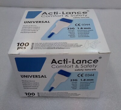 Acti-Lance 7156 23 g x 1.8 mm Depth, Button Activated Safety Lancet, Universal