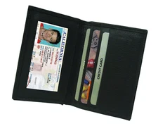 Black Mens LEATHER Bifold Wallet ID Credit Card Holder Front Pocket