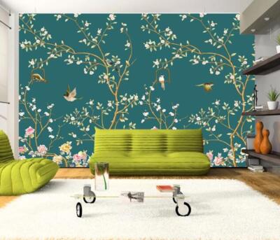 3D Flower Branch Bird 43851NA Wallpaper Wall Murals Removable Wallpaper Fay