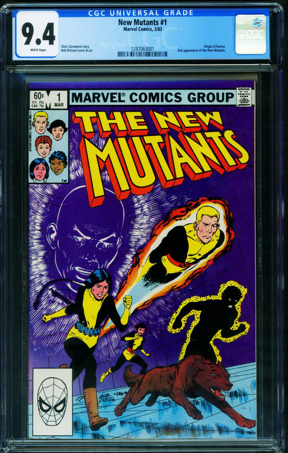 The New Mutants #1 CGC 9.4 comic book  1983- Marvel 1297063001 Standardowy magazyn