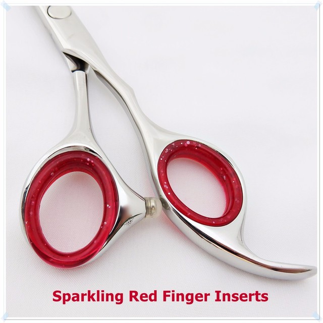 10x Sparkling Red Barber Hair Shears Scissors Finger Rings Grips