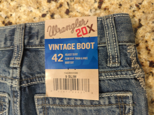 Wrangler Boys 20X No. 42 Vintage Boot Cut Adjust to Fit Jeans Slim size 9 Slim - Picture 5 of 11