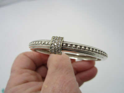 Stunning Slane & Slane Sterling Silver .40 Carat Diamond Hinged Bangle Bracelet