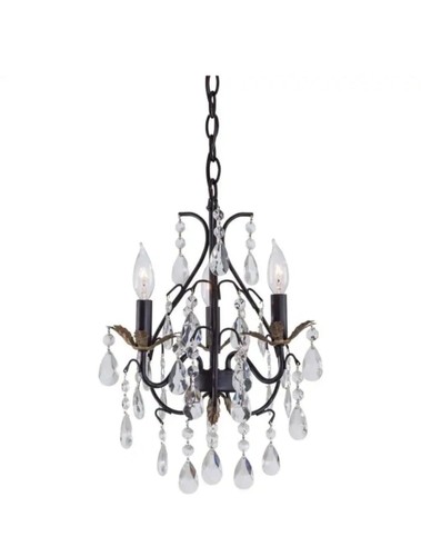 Three Light Mini Chandelier,Castlewood Walnutt W/Silver Highlights, Minka-Lavery