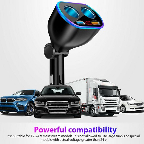 DC12V 2 Way Car Cigarette Lighter Socket Splitter Dual USB Charger QC3.0 Adapter - Picture 7 of 12