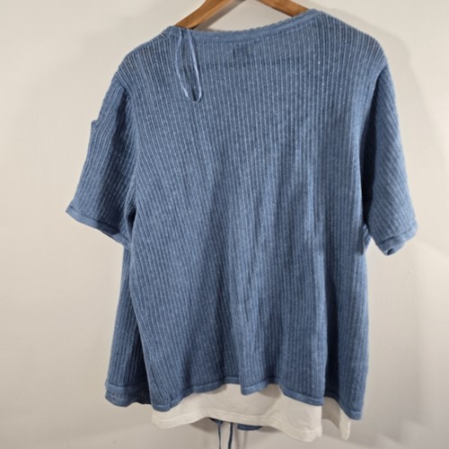FatFace Wren LS top avvolgente blu iris 2 in 1 taglia UK - Foto 7 di 9
