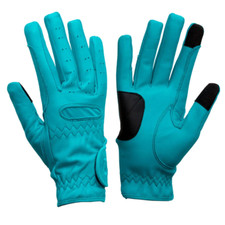 eQUEST GripPro Leather Touchscreen Riding Gloves - Baby Blue | Classic English S
