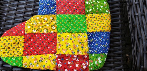 Christmas Stocking Patchwork Fabric Quilted Colorful Prints Handmade 20" Vintage - Picture 4 of 4