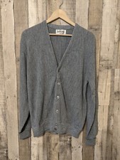 Vintage Men's Jantzen Classic Cardigan Sweater 70s 80s Grey Medium USA Made