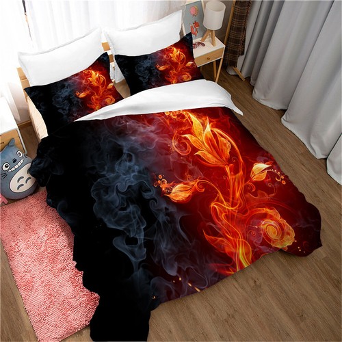 3D Fire Abstract Pattern Black Quilt Cover Set Duvet Cover Bedding Pillowcases - Bild 2 von 6