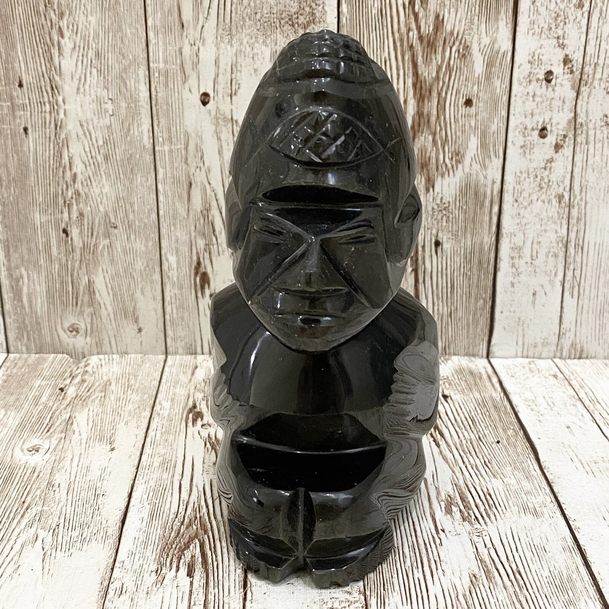 Vintage Black Obsidian Carved Stone Mayan Aztec 5.5” Sculpture | eBay