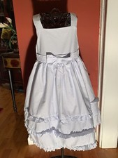Polly Flinders Girls Sz. 5 Baby Blue White Stripe Easter To Summer Dress