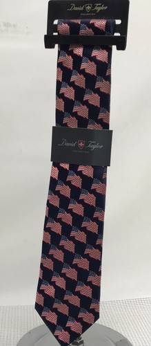 DAVID TAYLOR MENS NECK TIE FORMAL, CASUAL AMERICAN FLAG PRINT