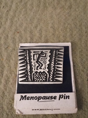 Alice Seely MENOPAUSE Brooch, Pin 2000 signed, pewter