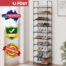 Artiss Shoe Rack Storage Cabinet Stackable Shelves Stand 10 Tiers Black