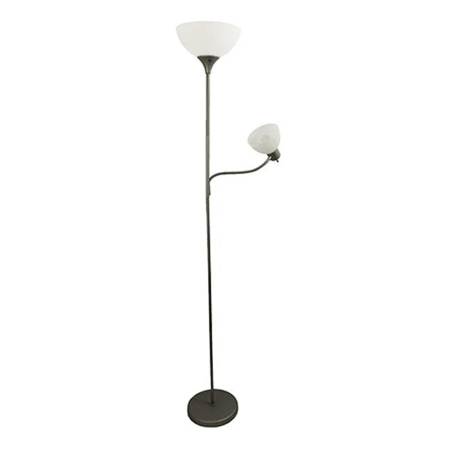 Silver Floor Lamp with Adjustable Reading Light  -image