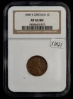 1909-S 1c Lincoln Wheat Small Cent - PQ Chocolate Brown - NGC XF 45 BN - X6921