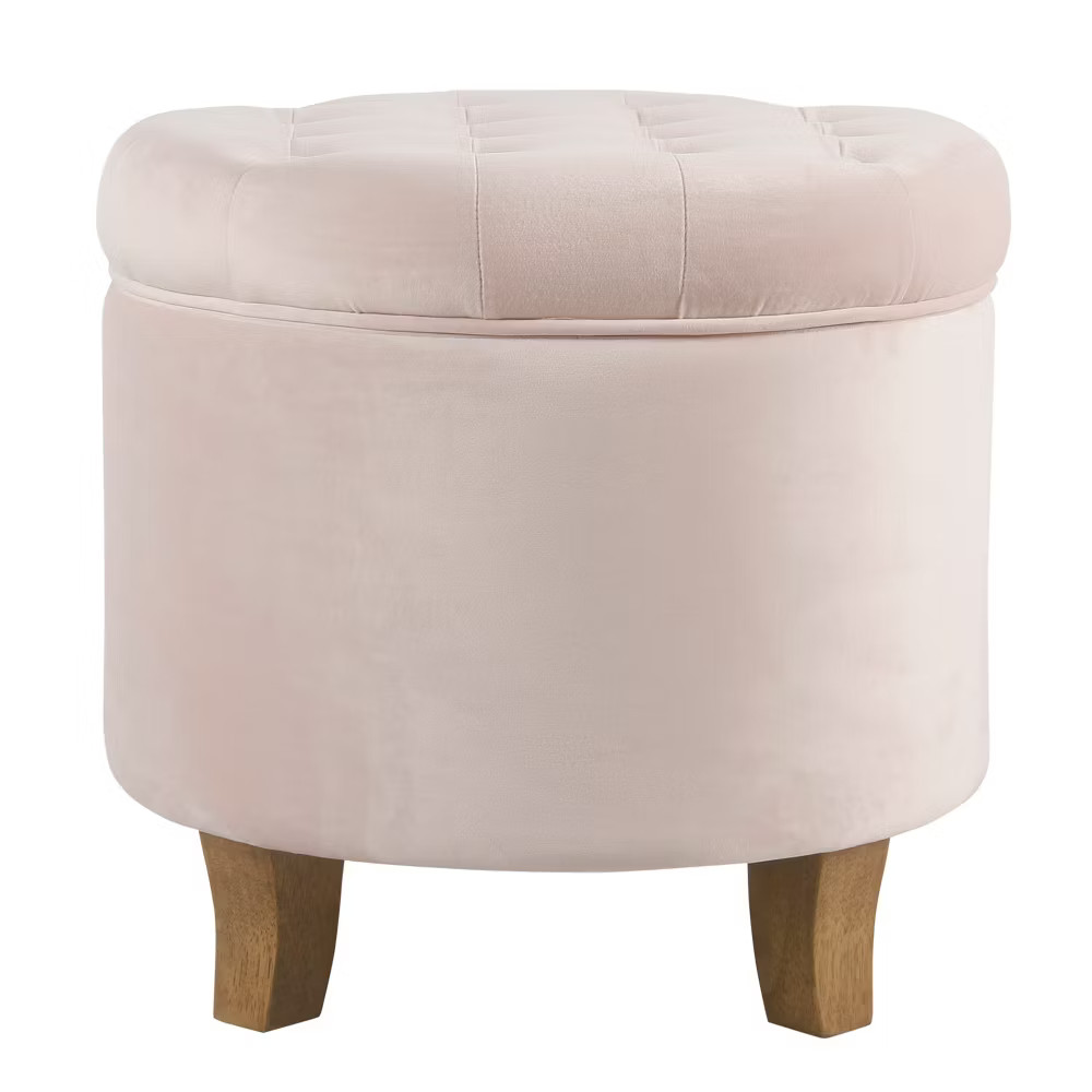 Velvet Tufted Round Storage Ottoman Pink Blush - HomePop 10490₽