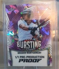 Braden Montgomery 2025 Leaf Vivid Baseball 1/1 Pre Production Proof