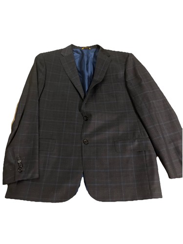 Abrigo deportivo Hickey Freeman para hombre hecho en EE. UU. gris a cuadros 44 R - Imagen 1 de 13