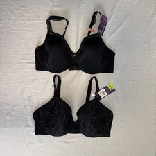 Just My Size Bra Lot Of 2 Womens 42D Black Lace Padded Underwired Full Coverage