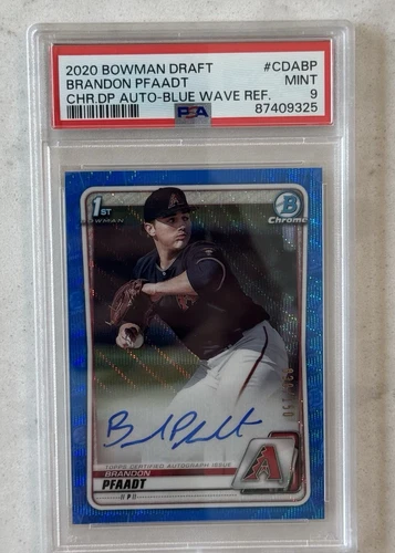 2020 Bowman Chrome 1st Brandon Pfaadt Blue Wave Auto Mint PSA 9.  #/150 RC!