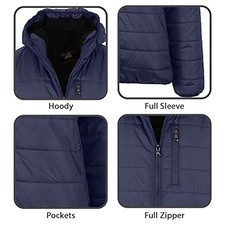 GALAXY BY HARVIC SHERPA-LINED WATER RESISTANT HOODED, OUTERWEAR JACKETS - NAVY