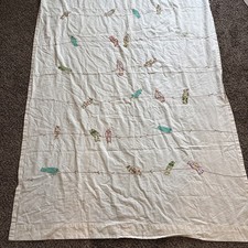 Vintage Embroidered Bird & Botanical Linen Tablecloth — listing 3
