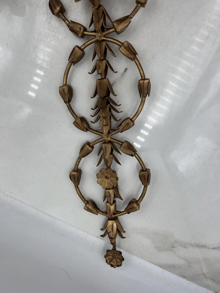 Par de apliques de vela de pared de 2 brazos Austin Italian Tole Hollywood Regency AC0195 Foto 4 de 4