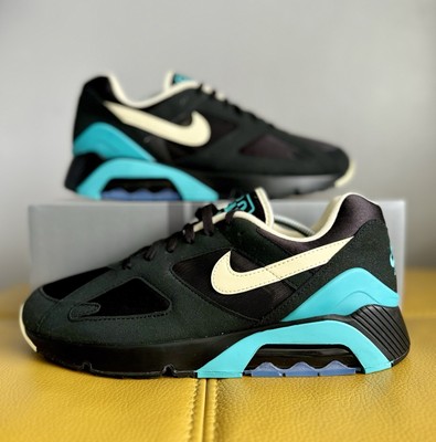  Brandneu Nike Air Max 180 Retro Turnschuhe Schwarz Alabaster Dusty Cactus UK 9,5