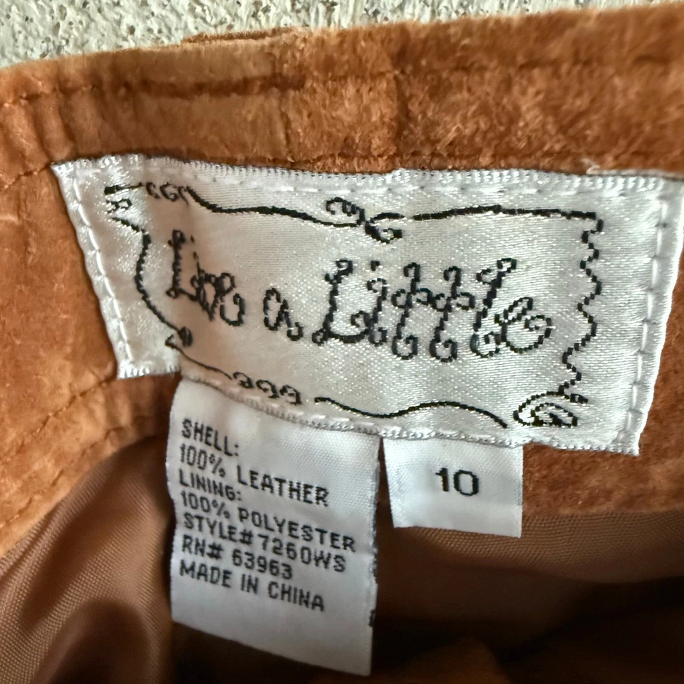 Falda de cuero gamuza para mujer 10 marrón línea A midi vintage Y2K boho vaquera occidental Foto 4 de 4