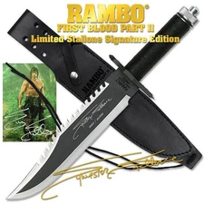 RAMBO FIRST BLOOD PART II KNIFE LICENSED MANUAL SIGN TOP SHARP SURVIVAL HUNTING