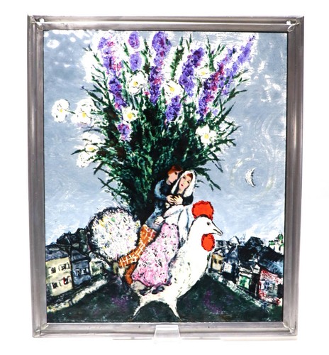Marc Chagall Vintage Stained Glass The Village Bride and Groom