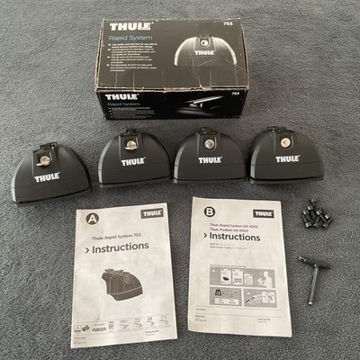 THULE 753 Rapid System Roof Rack Foot Pack x4 + Fixing kit 4003, 2 keys, VGC