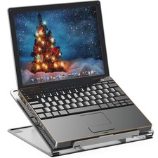 Mesh Laptop Stand with 11-Levels Adjustable Ventilated Computer Holder, Black