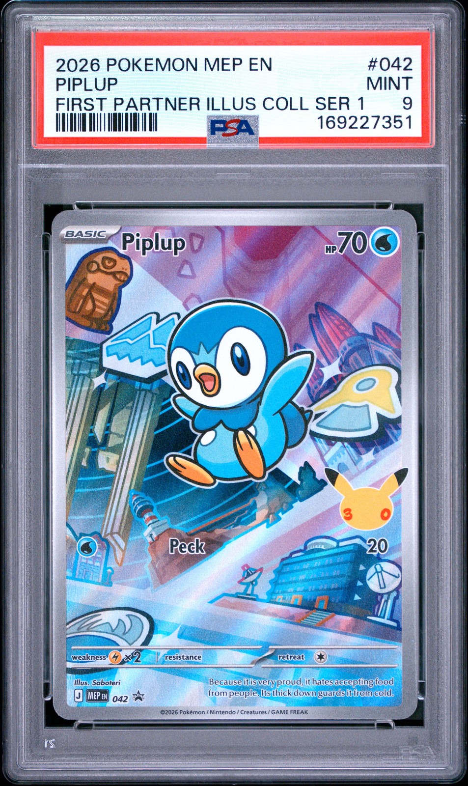 2026 POKEMON MEP FIRST PARTNER ILLUSTRATION COLLECTION #042 PIPLUP PSA 9