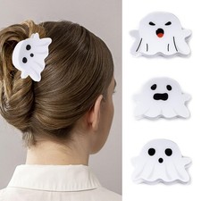 3 Pcs Hair Claw Clips white Ghost Face Cute Halloween Small, White