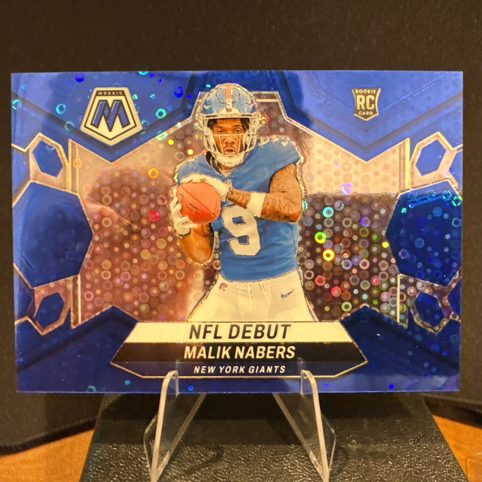 2024 Panini Mosaic - NFL Debut Malik Nabers #284 No Huddle Blue Mosaic Prizm /75