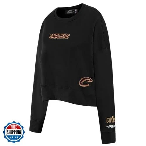 PRO STANDARD Womens NBA Cleveland Cavaliers Wingspan Crewneck Sweatshirt Blac - Image 3 of 4