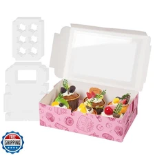 PYD Life 10 Pack Sublimation Cupcake Boxes Contaniners 6 Count 9.4" x 6.2" x 