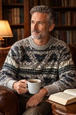 Vintage 90s Stefano Man Grandpa Geometric Knit Crewneck Sweater LG Multcicolor