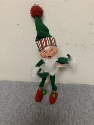 Vintage Annalee 2005 Christmas Candy Cane Green Pixie Elf 12 