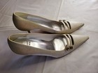 Stuart Weitzman Pearl Shiny Fabric Piointy Toe Mary Jane Double Strap Hees 10 — photo 1